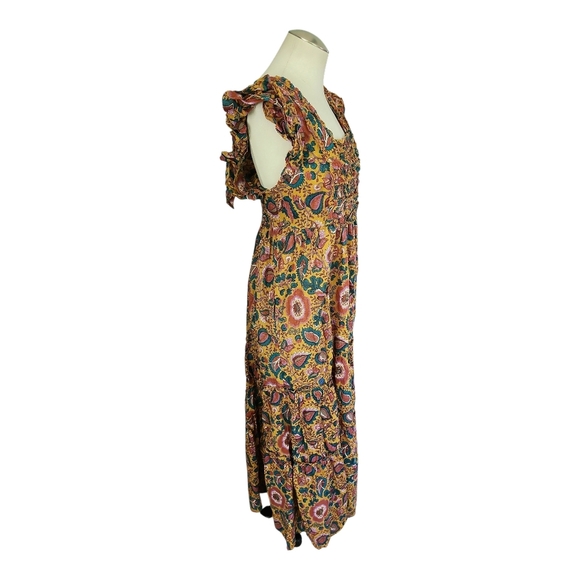 House of Harlow 1960 Floral Midi Dress Size Large Boho Ruffle Hem NWT - Picture 4 of 11